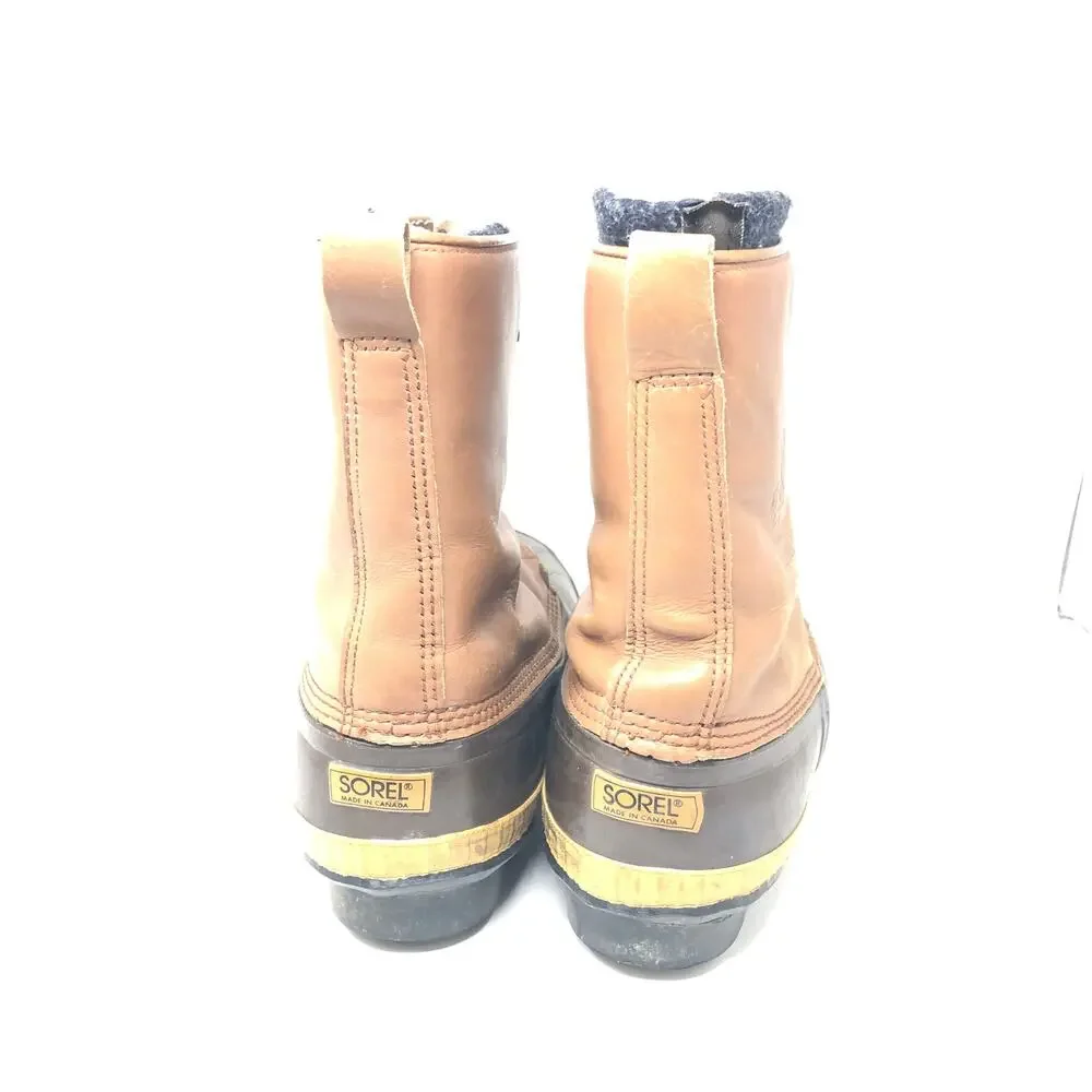 Sorel Winter Outdoor Duck Boots Mens‎ 9 Tan Brown Vintage Lace Up Winter Shoe